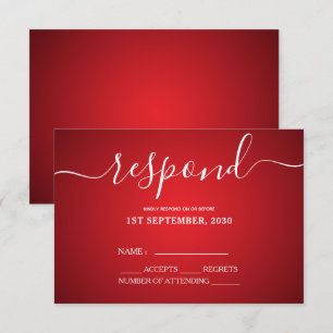 Cartons Réponse Élégant Inséparable Rouge Et Or Mariage Coeur