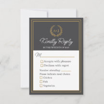 Élégant Ivoire Faux Or 3 Choix de Repas Mariage