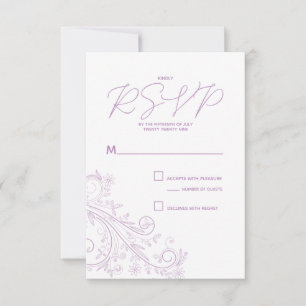 Cartons Réponse Élégant Lilac fleurit et tourbillonne Mariage flor