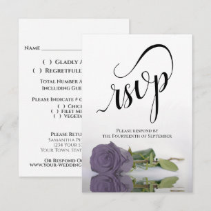 Cartons Réponse Elegant Long-Stemmed Dusty Purple Rose Wedding