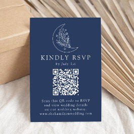 Cartons Réponse Elegant Lune et étoiles Marine QR Code Mariage