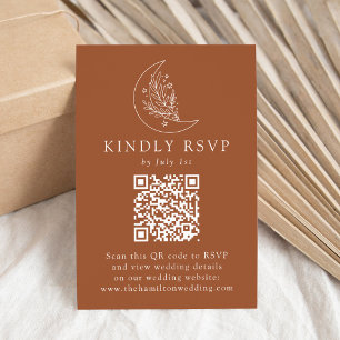 Cartons Réponse Elegant Lune et étoiles Terracotta QR Code Mariage