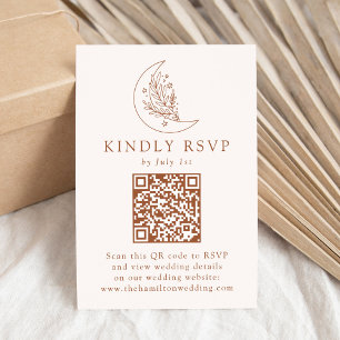 Cartons Réponse Elegant Lune et étoiles Terracotta QR Code Mariage