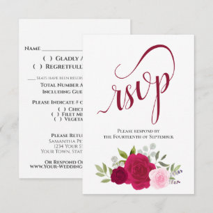 Cartons Réponse Elégant Magenta & Boho rose Rose Mariage de bouque