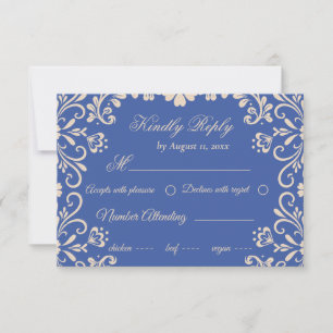 Cartons Réponse Elégant Mariage bleu beige