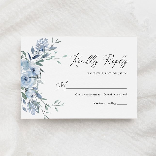Cartons Réponse Elégant Mariage bleu bleu bleu bleu floral (Créateur téléchargé)