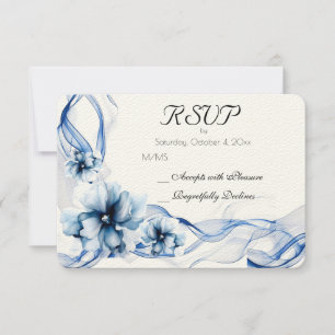 Cartons Réponse Elégant Mariage bleu bleu marine