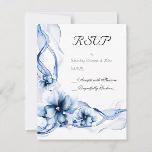 Cartons Réponse Elégant Mariage bleu bleu marine