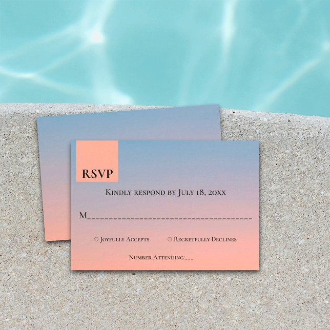 Cartons Réponse Elégant Mariage bleu orange chic (Créateur téléchargé)
