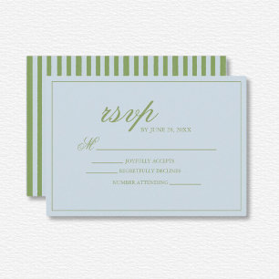 Cartons Réponse Élégant Mariage bleu vert rayé