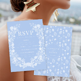 Cartons Réponse Élégant mariage bohème bleu clair