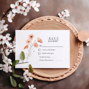 Cartons Réponse Élégant mariage botanique à fleurs de pavot orange