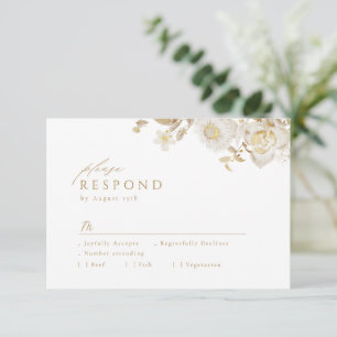 Cartons Réponse Élégant Mariage botanique moderne or