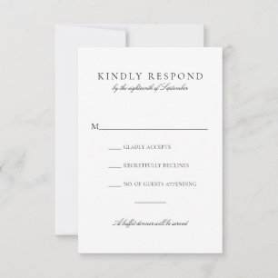 Cartons Réponse Élégant Mariage Buffet de Script noir