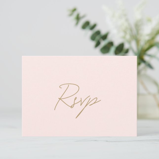 Cartons Réponse Élégant Mariage classique rose et or (Debout devant)