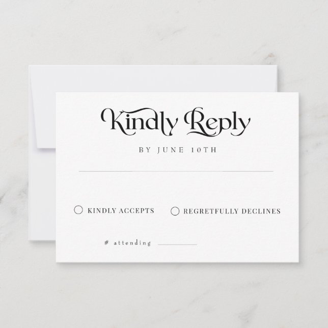 Cartons Réponse Élégant Mariage de calligraphie classique (Devant)