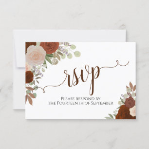 Cartons Réponse Élégant Mariage de calligraphie florale orangée