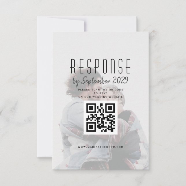 Cartons Réponse Élégant Mariage de code QR (Devant)
