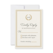 Élégant Mariage de couronne de monogramme Laurel e