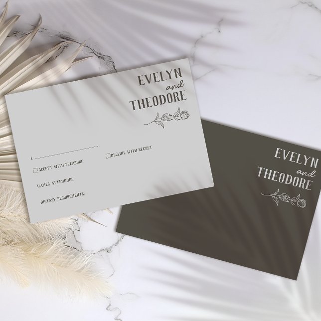 Cartons Réponse Élégant Mariage de Fleur d'Art Neutre Line (Créateur téléchargé)
