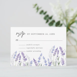 Cartons Réponse Élégant mariage de fleurs de lavande à l'aquarelle