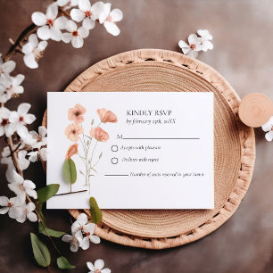 Cartons Réponse Élégant Mariage de fleurs orange de prés de pavot