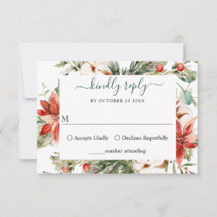 Cartons Réponse Élégant Mariage de fourrure de pin d'aquarelle rou