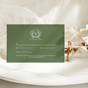 Cartons Réponse Élégant Mariage de la crête de monogramme Sage