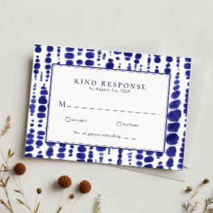 Cartons Réponse Elégant Mariage de la marine Blue Shibori Tie Dye