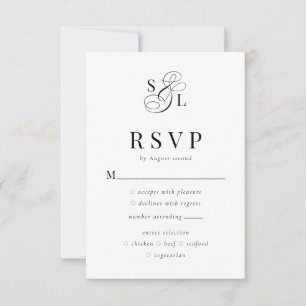 Cartons Réponse Élégant Mariage de monogramme classique