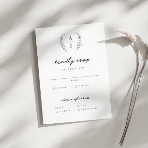 Cartons Réponse Élégant Mariage de monographie florale