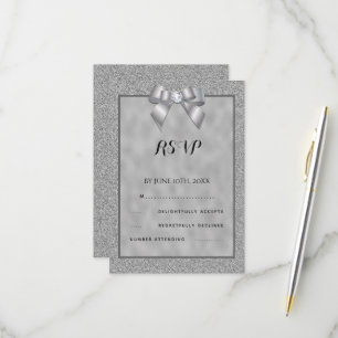 Cartons Réponse Élégant Mariage de Parties scintillant argent et é