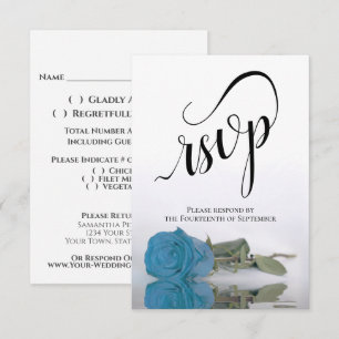 Cartons Réponse Élégant Mariage de Rose bleu turquoise à longue ti