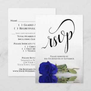 Cartons Réponse Élégant Mariage de Rose Royal Bleu à longue tige