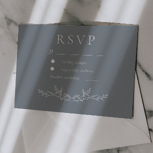 Cartons Réponse Élégant mariage dessin linéaire feuille bleu pouss