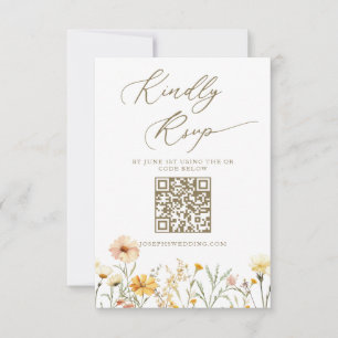 Cartons Réponse Elégant Mariage Fleur sauvage couleur jaune pâle