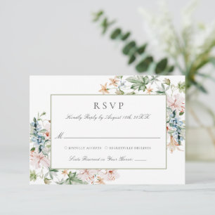 Cartons Réponse Élégant Mariage Fleurs Aquarelle Bordure