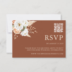 Cartons Réponse Élégant Mariage Floral Burnt Orange Terracotta
