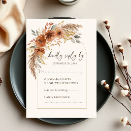 Cartons Réponse Élégant Mariage floral en terre cuite rustique aut
