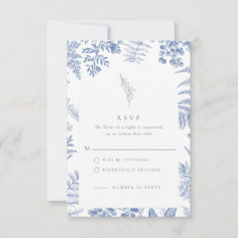 Cartons Réponse Élégant Mariage Floral Fleur Bleue Française