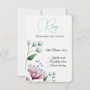 Cartons Réponse Élégant Mariage Floral Soft Botanical Romance