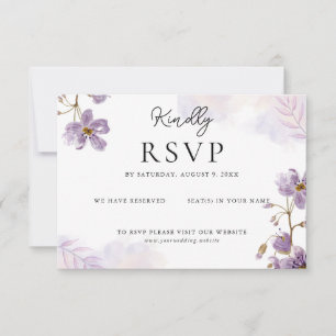 Cartons Réponse Élégant Mariage floral violet clair
