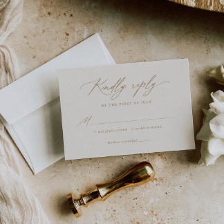 Cartons Réponse Élégant Mariage ivoire et calligraphie or