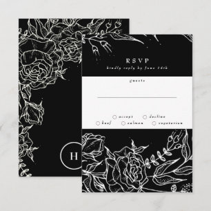 Cartons Réponse Élégant Mariage noir Tuxedo blanc brillant