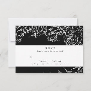 Cartons Réponse Élégant Mariage noir Tuxedo blanc brillant