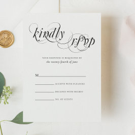 Cartons Réponse Élégant Mariage officiel noir blanc