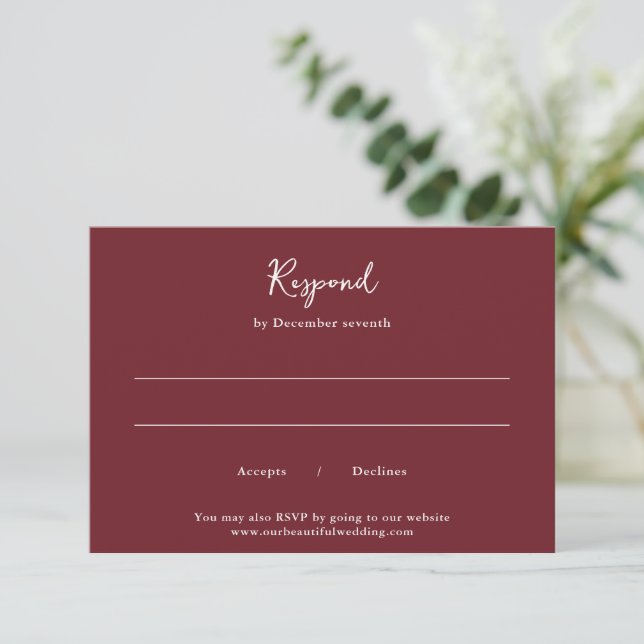 Cartons Réponse Élégant Mariage propre de Bourgogne (Debout devant)