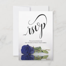 Cartons Réponse Élégant Mariage Rose Bleu de la Marine à longue ti