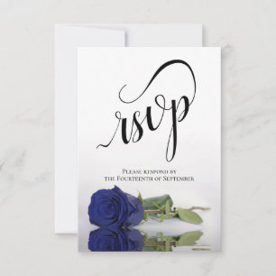 Cartons Réponse Élégant Mariage Rose Bleu de la Marine à longue ti