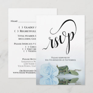 Cartons Réponse Élégant Mariage Rose bleu foncé long